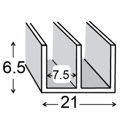 PVC Double Channel White 21mm x 6.5mm x 1m